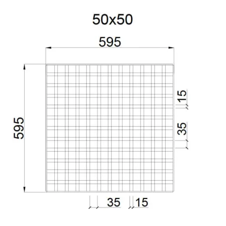Грильято GL-15 ячейка 50x50, высота 37 мм, ширина 15 мм, металлик
