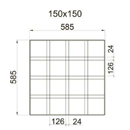 Грильято GL-24 ячейка 150x150, высота 34 мм, ширина 24 мм, белый матовый