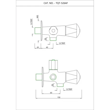 2-ходовой угловой клапан Essco Tropical TQT-CHR-526AF Хром