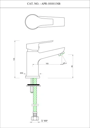 Однорычажный смеситель для раковины Essco Aspire APR-CHR-101011NB Хром