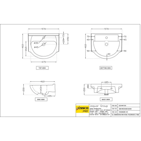 Раковина Essco Elements ECS-WHT-501 Белая