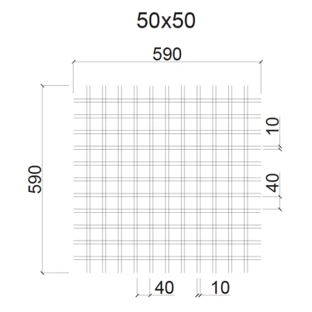Грильято ячейка 50х50, высота 40 мм, ширина 10 мм, металлик матовый