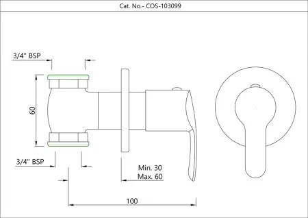 Настенный запорный клапан Essco Cosmo COS-CHR-103099 Хром