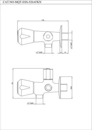 2-ходовой угловой клапан Essco Marvel MQT-CHR-526AFKN Хром