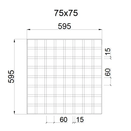 Грильято GL-15 ячейка 75x75, высота 37 мм, ширина 15 мм, супер-хром