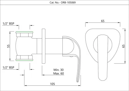 Настенный запорный клапан Essco Orbit ORB-CHR-105069 Хром