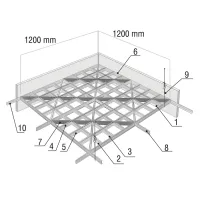Грильято D15 Диагональное 150x150, белый матовый, высота 37 мм, ширина 15 мм