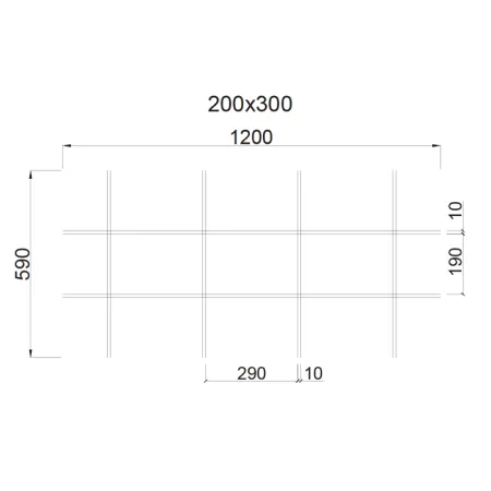 Грильято Жалюзи ячейка 300x200 мм, белый матовый, высота 30 / 50 мм, ширина 10 мм