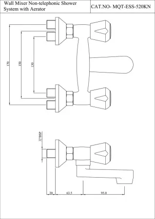 Смеситель для ванны и душа Essco Marvel MQT-CHR-520KN Хром