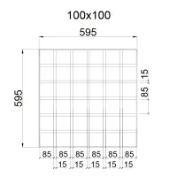 Грильято GL-15 ячейка 100x100, высота 37 мм, ширина 15 мм, графит матовый