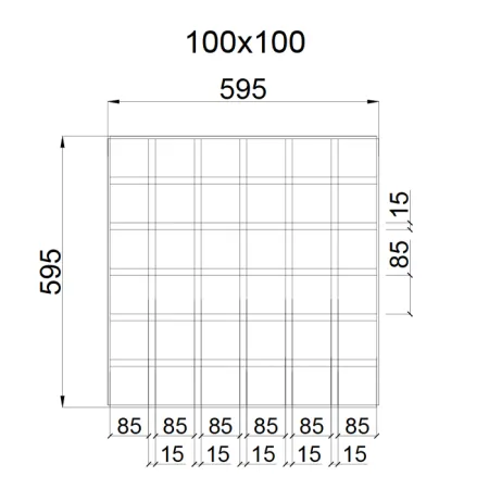 Грильято GL-15 ячейка 100x100, высота 47 мм, ширина 15 мм, белый матовый