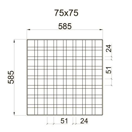 Грильято GL-24 PRIM ячейка 75x75, высота 34 мм, ширина 24 мм, черный