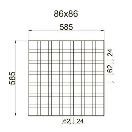Грильято GL-24 ячейка 86x86, высота 34 мм, ширина 24 мм, металлик