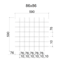 Грильято ячейка 86x86, высота 30 мм, ширина 5 мм, металлик