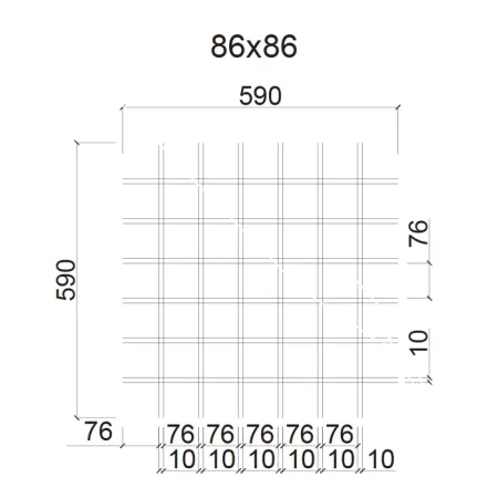 Грильято ячейка 86x86, высота 40 мм, ширина 10 мм, белый матовый