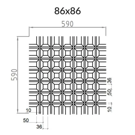 Грильято Пирамидальный ячейка 86х86мм, черный, высота 42.5 мм, ширина 10 мм