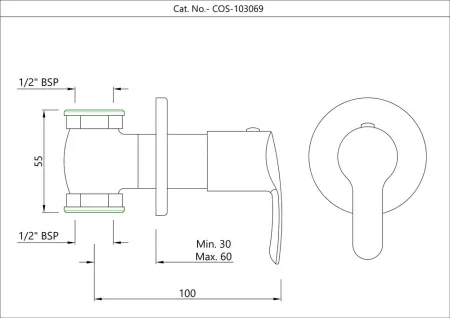 Настенный запорный клапан Essco Cosmo COS-CHR-103069 Хром