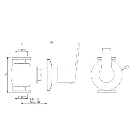 Настенный запорный клапан Essco Aspire APR-CHR-101081 Хром