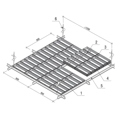 Грильято GL-15 Жалюзи ячейка 86x300, высота 47 мм, ширина 15 мм, металлик матовый
