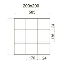 Грильято GL-24 ячейка 200x200, высота 34 мм, ширина 24 мм, белый матовый