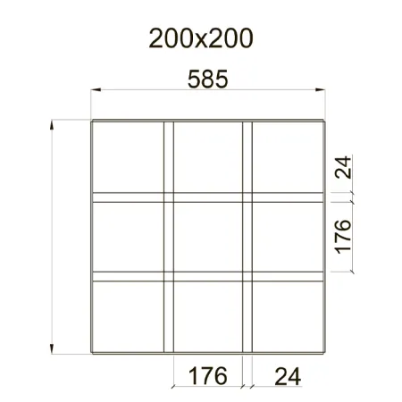 Грильято GL-24 ячейка 200x200, высота 34 мм, ширина 24 мм, металлик