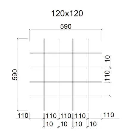 Грильято ячейка 120x120, высота 30 мм, ширина 10 мм, белый матовый