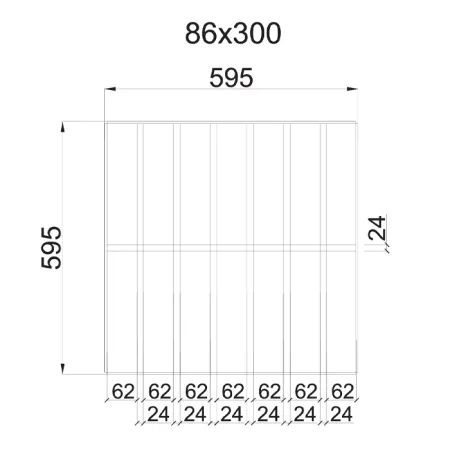 Грильято GL-24 Жалюзи ячейка 86x300, высота 34 мм, ширина 24 мм, белый матовый