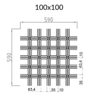 Грильято Пирамидальный ячейка 100х100мм, белый матовый, высота 35 мм, ширина 10 мм