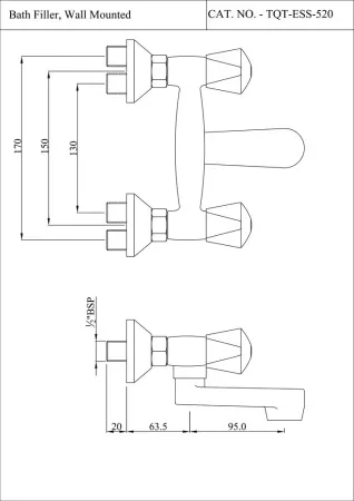 Смеситель для ванны Essco Tropical TQT-CHR-520 Хром