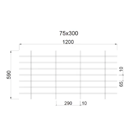 Грильято Жалюзи ячейка 300x75 мм, черный, высота 30 / 50 мм, ширина 10 мм