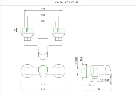  Однорычажный смеситель для душа Essco Cosmo COS-CHR-103149 Хром