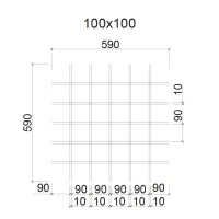 Грильято ячейка 100x100, высота 30 мм, ширина 5 мм, металлик