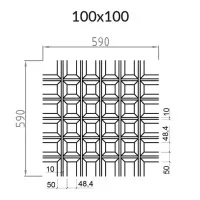 Грильято Пирамидальный ячейка 100х100мм, металлик матовый, высота 42.5 мм, ширина 10 мм