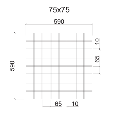 Грильято ячейка 75x75, высота 40 мм, ширина 10 мм, супер-хром