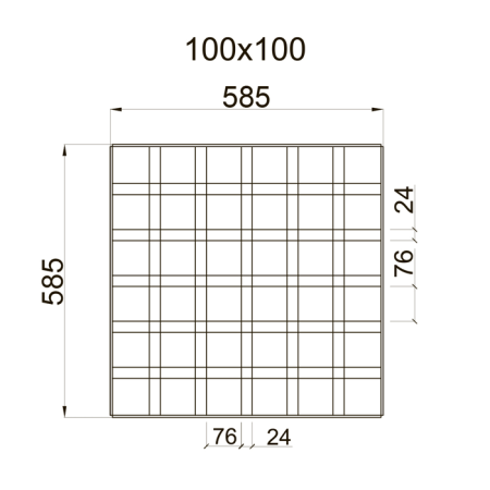Грильято GL-24 PRIM ячейка 100x100, высота 34 мм, ширина 24 мм, сепер-хром