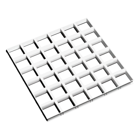 Грильято GL-24 ячейка 100x100, высота 34 мм, ширина 24 мм, сепер-хром