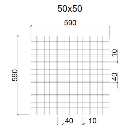 Грильято ячейка 50х50, высота 30 мм, ширина 10 мм, Палитра RAL