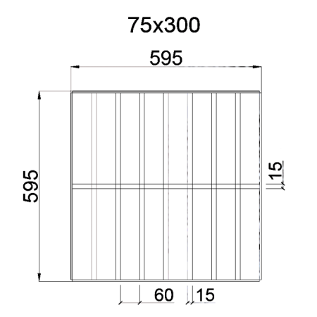 Грильято GL-15 Жалюзи ячейка 75x300, высота 37 мм, ширина 15 мм, черный