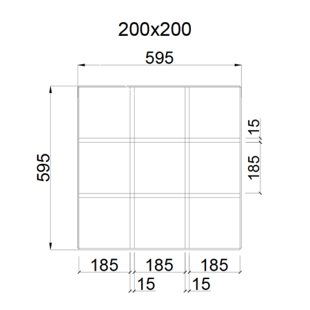 Грильято GL-15 ячейка 200x200, высота 37 мм, ширина 15 мм, белый оцинк