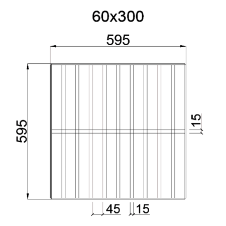 Грильято GL-15 Жалюзи ячейка 60x300, высота 37 мм, ширина 15 мм, окраска по RAL
