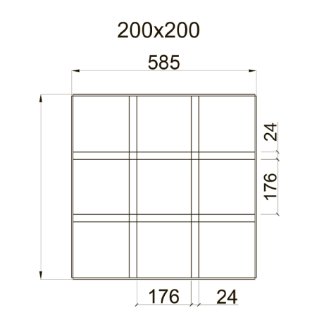 Грильято GL-24 ячейка 200x200, высота 34 мм, ширина 24 мм, металлик
