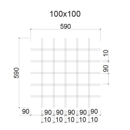 Грильято ячейка 100x100, высота 50 мм, ширина 10 мм, черный